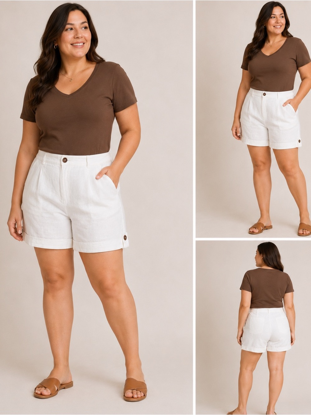 Eileen Fisher Organic Linen Shorts Size 8 White